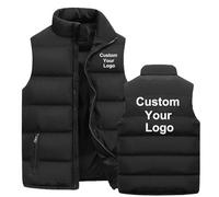 YILDEX Uomini Personalizzato Il Tuo Logo Cerniera Caldo Gilet Casual Sport Stand Collare Senza Maniche Giacca Personalizzato Inverno Giù Gilet Black,3XL