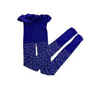 YILEEGOO Collant a rete con strass sottili per bambine e bambine, con glitter, leggings a rete, Blu reale, 2-7 Years