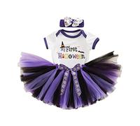 YILEEGOO My First Halloween Outfit Baby Girls Neonata Principessa Pagliaccetto Outfit My 1st Halloween Pagliaccetto Tutu Gonna Set con Copricapo 3 Pz Vestiti, Viola, 3-6 Months