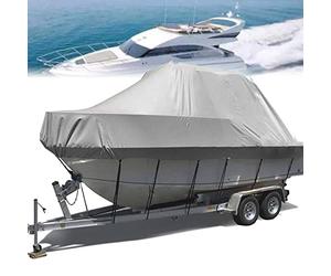 YILEFU Copertura Impermeabile per Barca, Telo Copri Forte Tessuto Oxford 600D Adatto A Scafo A V, Tri-Scafo, Barca da Sci da Pesca, 20-22FT