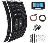 YILEFU Pannello Solare 600W Pannelli Solari Kit Completo 2 * 300W 18v Flessibile Monocristallini Kit Fotovoltaico con Accumulo Pannelli Solari + Controller 40A Applicazione off-Grid,Camper,Casa