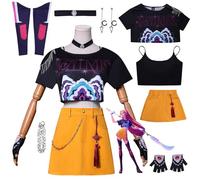 YiLianDa Cosplay Anime KPop Demon Hunters per Donna - Outfit Completo Rumi/Mira/Zoe con Anello e Orecchini - Uniforme per Carnevale, Halloween, Feste a Tema e Gioco di Ruolo
