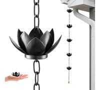 Yililay Catena di Catcher di Pioggia da 3, 9 Piedi, 12 Tazze di Loto deducimento della grondaia di Metallo per l'esterno, Decorazioni per Il Giardino Che deviano l'acqua