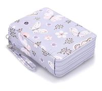 Yililay Custodia a matita a colori da 1 pcs 200 slot, organizzatore matita colorato in tela viola con scomparti, borsa penna con cerniera portatile con manico per ragazzi