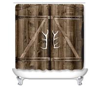 Yililay Tenda da doccia rustica impermeabile con venature del legno Decorazione country per la fattoria per il bagno di casa Tenda in legno da 70, 9x70, 9 pollici