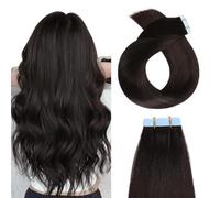 YILITE Extension adesive per capelli veri, colore nero naturale, 60 cm, 20 pezzi da 50 g, capelli veri, invisibili e setosi, extension naturali (60 cm, #1b nero) naturale