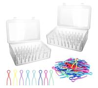 YiliYa 2 Pezzi Plastica Scatola Porta Rocchetti Stoccaggio Scatola Bobine di Filo capacità 42 Bobine Cucire Vuota Scatola con 24 Clip Rocchetto Filo