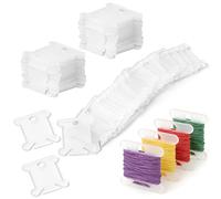YiliYa 300 Pezzi Bobine di Plastica per Filo da Ricamo,Farfalline Avvolgifilo Ricamo Avvolgitore Rocchetti di Filo per Fai da Te Cucito Filo di Stoccaggio Punto Croce Accessori Trasparente