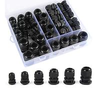 YiliYa 50 Pezzi Connettori Pressacavi, Passacavo Impermeabile PG7, PG9, PG11, PG13.5, PG16,PG19 Regolabile IP68 Ø 3-16 mm Pressacavi Elettrici con Guarnizioni (Nero)
