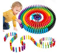 YiliYa Set di blocchi di domino in legno colorato 240 pezzi, gioco educativo per bambini, gioco di giocattoli da corsa Domino