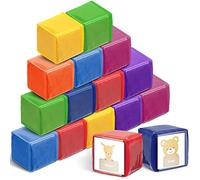 Yilloog Set di 16 dadi tascabili da 8,9 cm per foto fai da te per aule scolastiche grandi dadi in schiuma trasparente per educazione e gioco, set di cubi impilabili a 6 lati, per insegnanti