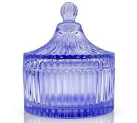 YILUSHENGHUA Barattolo di vetro colorato con coperchio, per gingilli, caramelle, biscotti, buffet, contenitori per alimenti, vaso decorativo (blu)