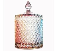 YILUSHENGHUA Barattolo in vetro colorato con coperchio, per caramelle, biscotti, gioielli, buffet, biscotti, alimenti, vaso decorativo (grande, multicolore)