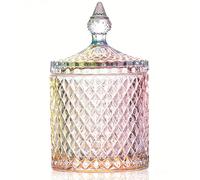 YILUSHENGHUA Barattolo in vetro colorato con coperchio, per caramelle, biscotti, gioielli, buffet, biscotti, alimenti, vaso decorativo (grande, multicolore)