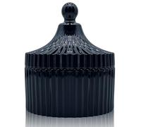 YILUSHENGHUA Barattolo in vetro colorato con coperchio, per caramelle, biscotti, gioielli, buffet, biscotti, alimenti, vaso decorativo (nero)