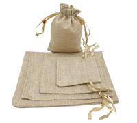 YILWPV 20 Sacchetti di Juta con Nastro e Corda, Sacco Lino, Sacchetto Regalo Coulisse, a bustina, Confezione in fettuccia, for la conservazione per Matrimonio Mestiere(13x18cm)