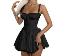 YILWPV Abito a Canotta Bianco Nero for Gonna Corta dal Temperamento Estivo(Black,M)