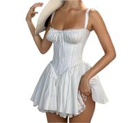 YILWPV Abito a Canotta Bianco Nero for Gonna Corta dal Temperamento Estivo(White,M)