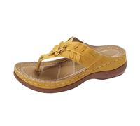 YILWPV Sandali estivi da donna, comodi, con zeppa, supporto e punta aperta, arco plantare alto(Yellow,42)