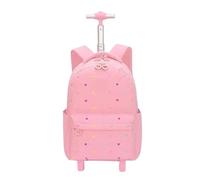 YILWPV Trolley for ragazze della scuola Zaini for la dei bambini con ruote regolabili di grande capacità for media Zaino for libri Per Adolescenti(Pink)
