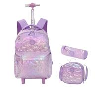 YILWPV Zaino a rotelle for ragazze a con ruote a da viaggio set di for la scuola Per Adolescenti(Purple)