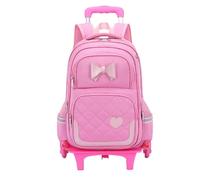 YILWPV Zaino con rotelle for la scuola, for studenti, trolley for ruote for ragazze, borsa for Per Adolescenti(Pink)