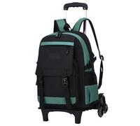 YILWPV Zaino con rotelle Grande Trolley Bag ruote Borsa for laptop scolastico for ragazzi Per Adolescenti(Green Six wheels)