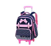 YILWPV Zaino con ruote for la scuola for ragazze Borsa a rotelle for elementare trolley for bambini for libri Per Adolescenti(Blue,2 wheels)