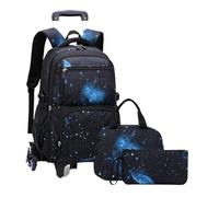 YILWPV Zaino con ruote for la scuola primaria, secondaria e superiore rotelle for ragazzi Borsa contenitore for il pranzo Trolley Borse scolastiche Per Adolescenti(Color C)