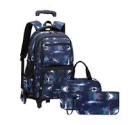 YILWPV Zaino con ruote for la scuola primaria, secondaria e superiore rotelle for ragazzi Borsa contenitore for il pranzo Trolley Borse scolastiche Per Adolescenti(Color A)