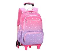 YILWPV Zaino for studenti con ruote for la scuola rotelle for ragazze for for bambini for Per Adolescenti(6 wheels pink)
