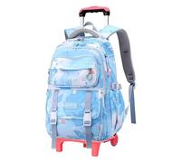 YILWPV Zaino scolastico con ruote rotelle for ragazze for studenti carrello Trolley da viaggio Bagaglio Per Adolescenti(2 wheels sky blue)