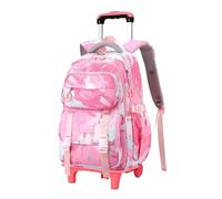 YILWPV Zaino scolastico con ruote rotelle for ragazze for studenti carrello Trolley da viaggio Bagaglio Per Adolescenti(2 wheels pink)
