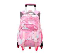 YILWPV Zaino scolastico con ruote rotelle for ragazze for studenti carrello Trolley da viaggio Bagaglio Per Adolescenti(6 wheels pink)