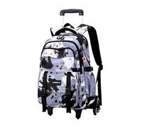 YILWPV Zaino scolastico con ruote rotelle for ragazze for studenti carrello Trolley da viaggio Bagaglio Per Adolescenti(6 wheels black)