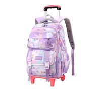 YILWPV Zaino scolastico con ruote rotelle for ragazze for studenti carrello Trolley da viaggio Bagaglio Per Adolescenti(2 wheels purple)