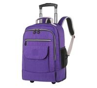 YILWPV Zaino scolastico con ruote, trolley, zaino, viaggio, grande capacità, borsa a rotelle Per Adolescenti(Purple)