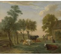 YIMACBJXX Dipinti Famosi Arte Della Tela Quadri Modemi Animales en un cerca de una granja de Paulus Potter per Decorazioni per la Casa 60x90cm