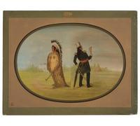 YIMACBJXX Dipinti Famosi Arte Della Tela Quadri Modemi Assinneboine Chief antes y después de la civilización por George Catlin per Decorazioni per la Casa 60x90cm