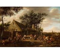 YIMACBJXX Dipinti Famosi Arte Della Tela Quadri Modemi Campesinos bailando en una posada de Jan Havickszoon Steen per Decorazioni per la Casa 60x90cm