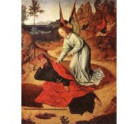 YIMACBJXX Dipinti Famosi Arte Della Tela Quadri Modemi El Profeta Elías en el Desierto- Detalle del Retablo del Santísimo Sacramento Dirck Bouts per Decorazioni per la Casa 60x90cm