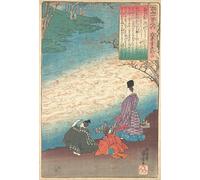 YIMACBJXX Dipinti Famosi Arte Della Tela Quadri Modemi Poeta de dos páginas a orillas del Tatsuta de Utagawa Kuniyoshi per Decorazioni per la Casa 60x90cm
