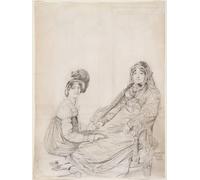 YIMACBJXX Dipinti Famosi Arte Della Tela Quadri Modemi Retrato de la Sra. George Vesey y su hija Elizabeth Vesey Más tarde Lady Colthurst por Jean Auguste Ingres per Decorazioni per la Casa 60x90cm
