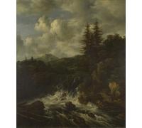 YIMACBJXX Dipinti Famosi Arte Della Tela Quadri Modemi un paisaje con una cascada y un castillo en una colina de jacob van ruisdael per Decorazioni per la Casa 60x90cm