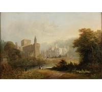 YIMACBJXX Dipinti Famosi Murale Tela Painting Image Brinkburn Grange y las ruinas del priorato de Brinkburn de Johncarmichael per la Decorazione Domestica dell'ufficio 60x90cm