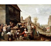 YIMACBJXX Dipinti Famosi Murale Tela Painting Image las Siete Obras de Misericordia Corporales de David Teniers el per la Decorazione Domestica dell'ufficio 60x90cm