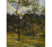 YIMACBJXX Dipinti Famosi Murale Tela Painting Image Paisaje de Normandía Vaca en un de Paul Gauguin per la Decorazione Domestica dell'ufficio 60x90cm
