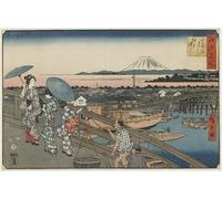 YIMACBJXX Dipinti Famosi Murale Tela Painting Image Puente Nihonbashi y Puente Edo Noviembre por Utagawa Hiroshige per la Decorazione Domestica dell'ufficio 60x90cm