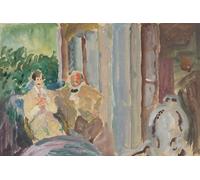 YIMACBJXX Dipinti Famosi Murale Tela Painting Image Sacharoff y Jawlensky en el balcón de St Prex en el lago Lemán por Marianne Von Werefkin per la Decorazione Domestica dell'ufficio 60x90cm