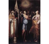 YIMACBJXX Dipinti Famosi Murale Tela Painting Image Santa Úrsula ycon el Papa Ciriaco y Santa Catalina de Alejandría de Bartolomeo Cavarozzi per la Decorazione Domestica dell'ufficio 60x90cm